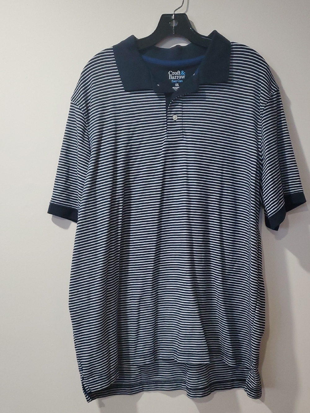 croft & barrow Navy and White Striped Polo (Men XXL)